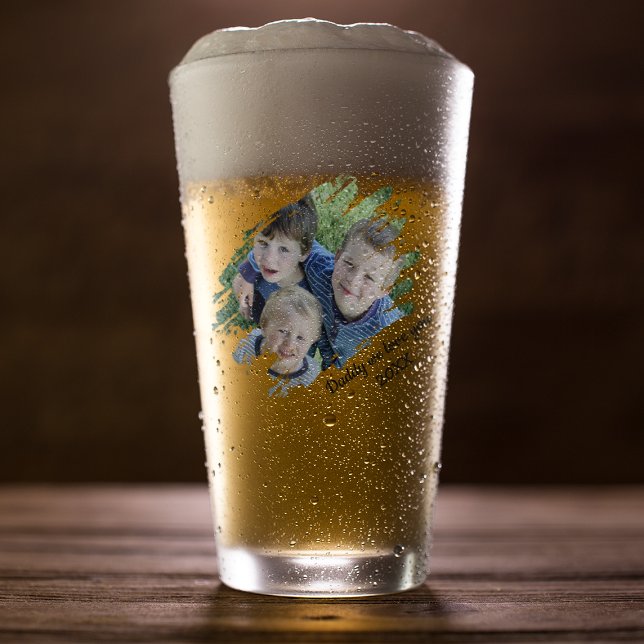 Modern Scratched Effect Photo | Personalized Beer Glass (Creator Uploaded)