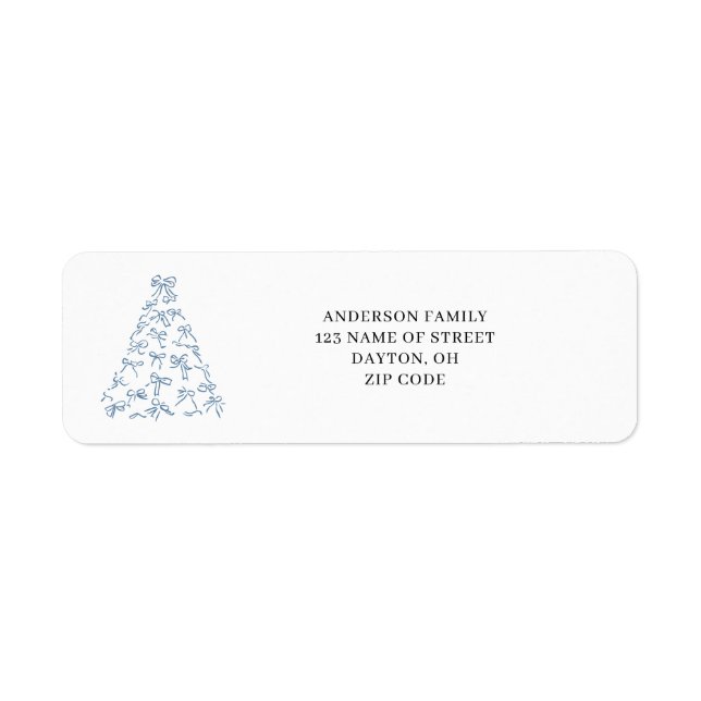 Modern Scribble Bow Christmas Return Address  Label (Front)
