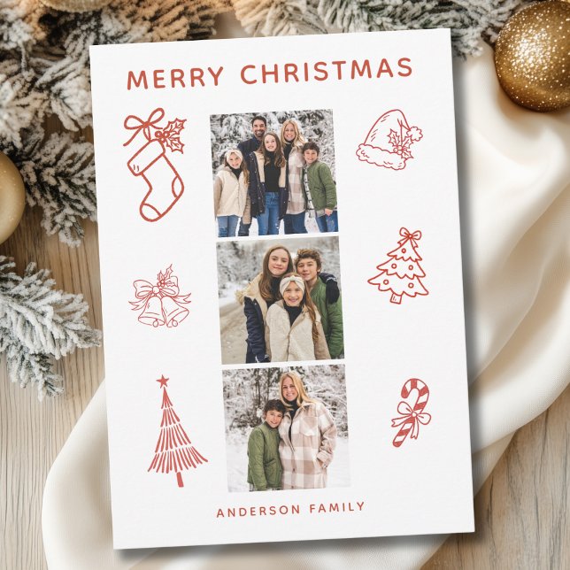 Modern Scribble Photo Christmas Flat Holiday Card (Creator Uploaded)