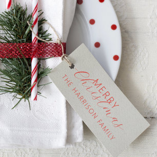 Modern Scrip Merry Christmas Name Holiday Rubber Stamp