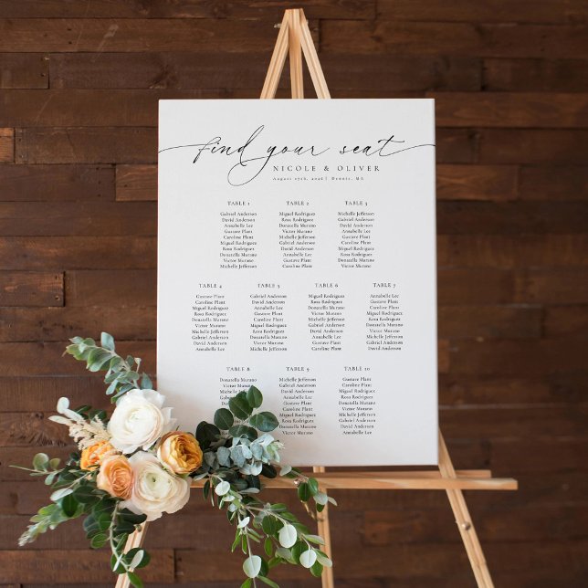 Modern Script 10 Tables Welcome Seating Chart  Foam Board (Modern Script 10 Tables Welcome Seating Chart Foam Board)