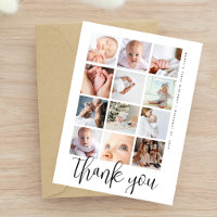 Modern Script 12 Photo Collage First Birthday