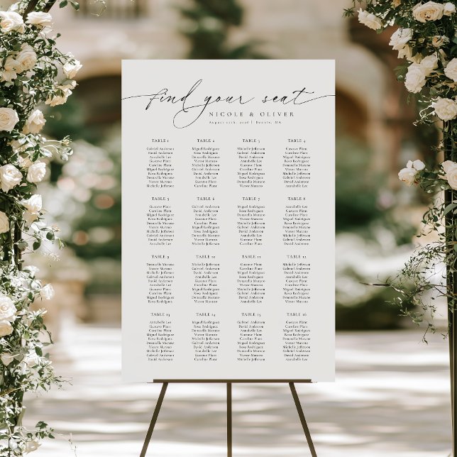 Modern Script 16 Tables Welcome Seating Chart (Modern Script 16 Tables Welcome Seating Chart, Seating Plan)