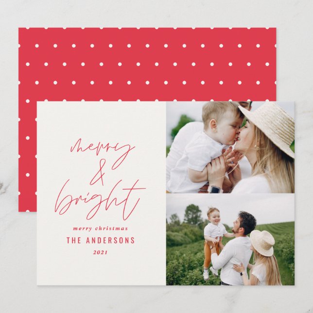 Modern script 1 photo red Christmas minimal (Front/Back)