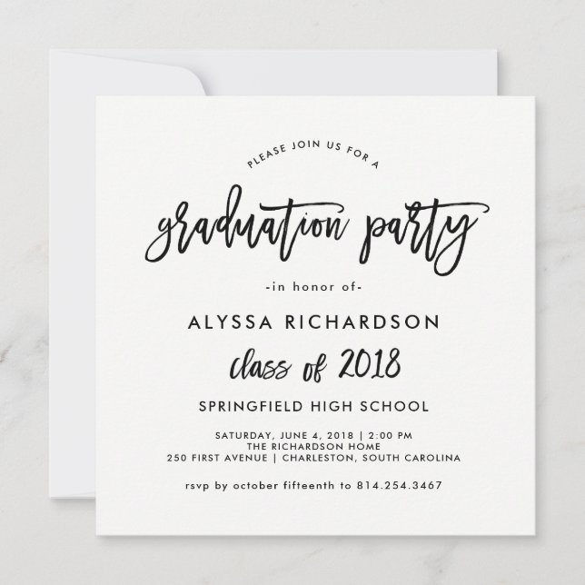Modern Script | 2018 Graduation Party Invitation (Front)