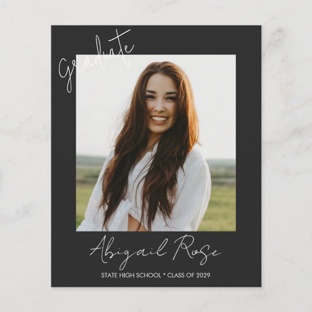 Modern Script 2025 Photo Grad Party Announcement  (Front)