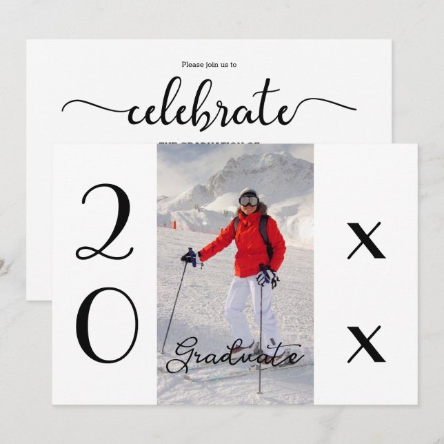 Modern Script 2025 Photo Graduation Party Invitation (Front/Back)