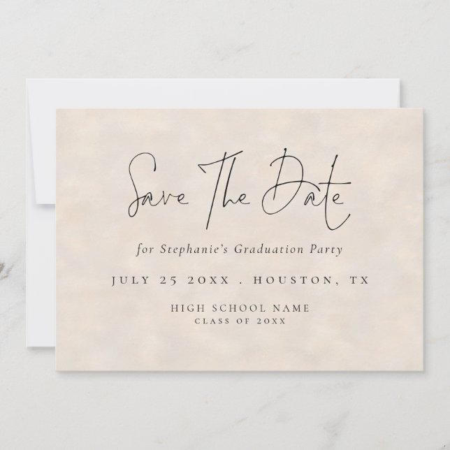 Modern Script 2026 Cream Texture Graduation Save The Date (Front)
