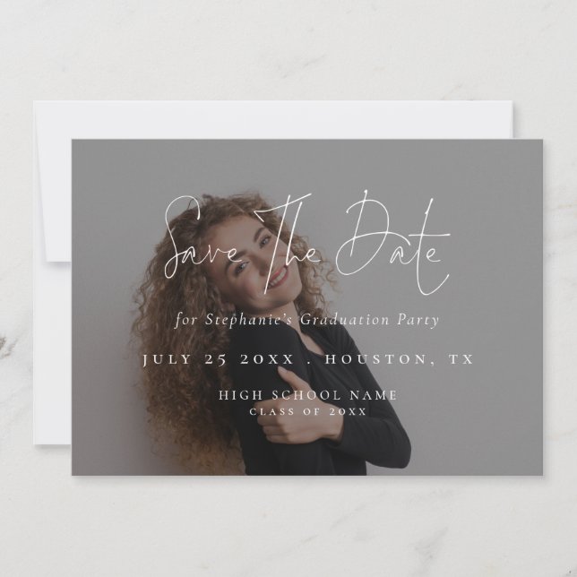 Modern Script 2026 Photo Overlay Graduation Save The Date (Front)