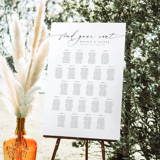 Modern Script 22 Tables Welcome Seating Chart Foam Board (22 Tables Welcome Seating Chart Foam Board Modern Script)