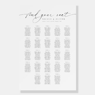 Modern Script 23 Tables Welcome Seating Chart Foam Board