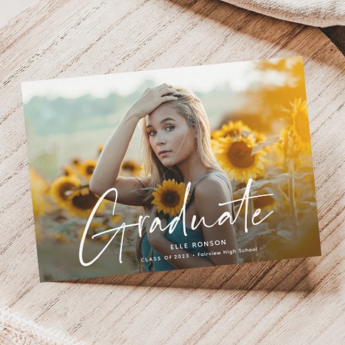 Modern Script 2 Photo Graduation Announcement