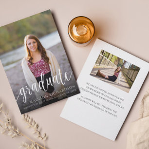 Modern Script 2 Photo Graduation Announcement