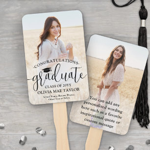 Modern Script 2 Photo Graduation Congratulations Hand Fan
