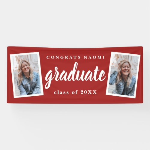 Modern Script 2 Photo Graduation Party Banner