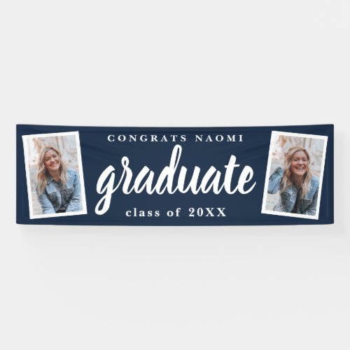 Modern Script 2 Photo Graduation Party Banner