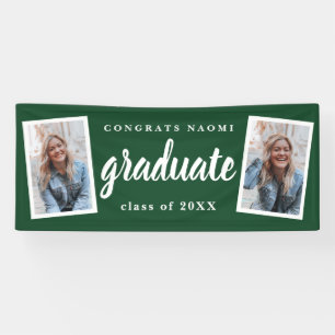 Modern Script 2 Photo Graduation Party Banner