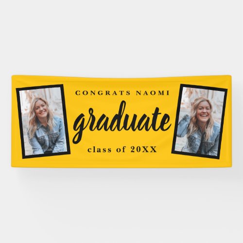 Modern Script 2 Photo Graduation Party Banner