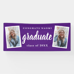 Modern Script 2 Photo Graduation Party Banner