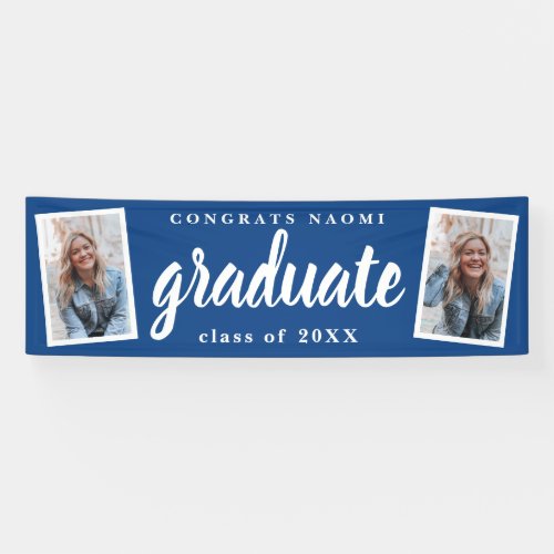 Modern Script 2 Photo Graduation Party Banner