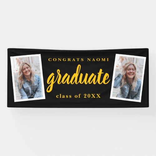 Modern Script 2 Photo Graduation Party Banner