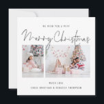 Modern Script 2 Photo Merry Christmas Card<br><div class="desc">Minimalist Elegant Script 2 Photos Merry Christmas Card. Two of your favorite photos and personalise with your greeting and names at the bottom. Merry Christmas is in a stylish set script with a shadow effect and slightly overlaps your photos.</div>