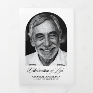 Modern Script 2-Photo Trifold Funeral