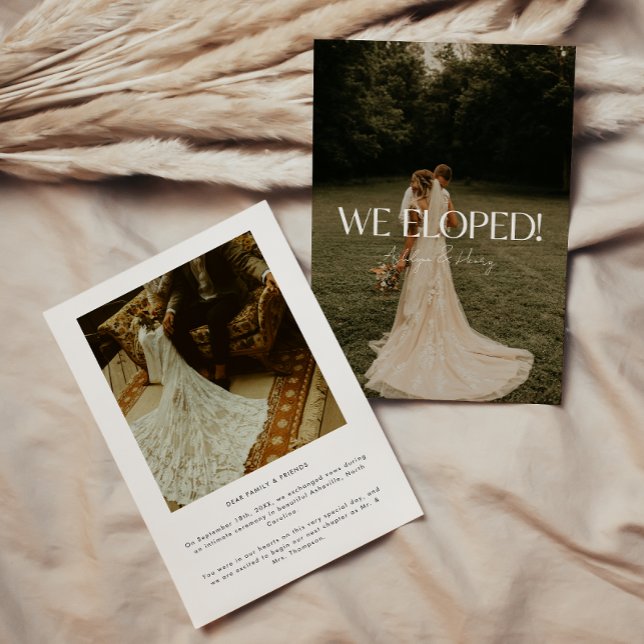 Modern Script 2-Photo Wedding Elopement Announcement (Creator Uploaded)