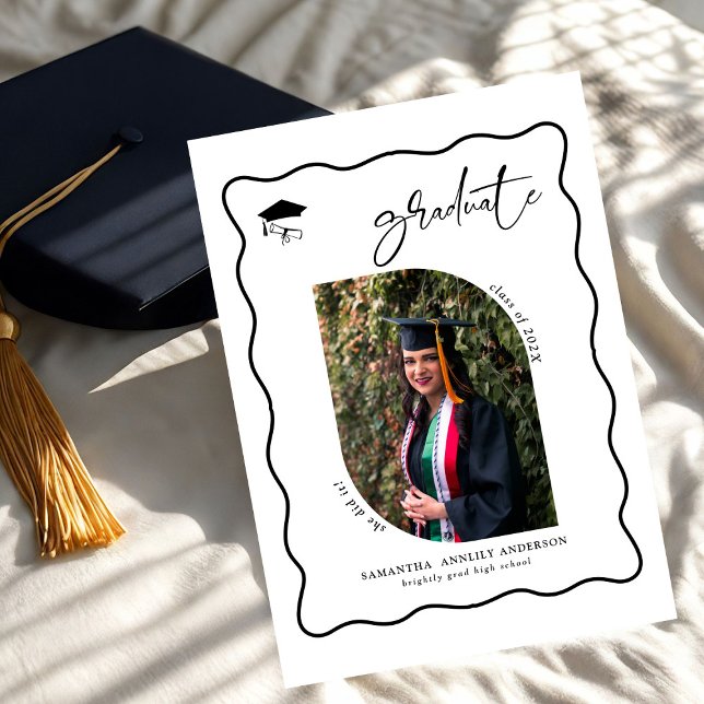 Modern Script 2 Photos Graduation Party Invitation (Creator Uploaded)