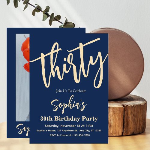 Modern Script 30th Birthday Party Invitations