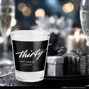 Modern Script 30th Birthday Party Shot Glass