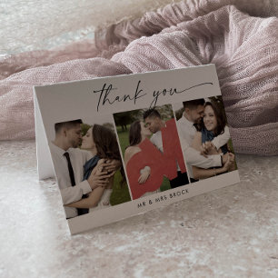 Modern Script 3 Photo Template Folded Thank You