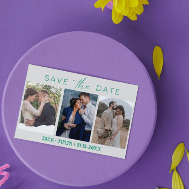 Modern Script 3 Photo Templates Save the Date (Creator Uploaded)