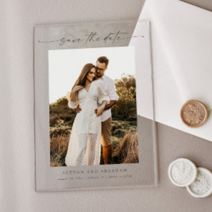 Modern Script 3 Photo Wedding Save the Date