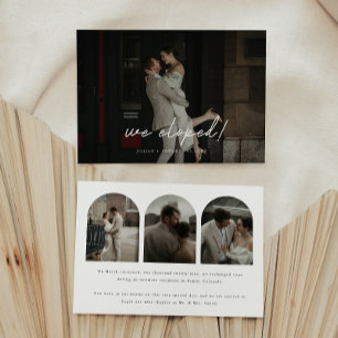 Modern Script 4-Photo Arch Wedding 'We Eloped!' Announcement