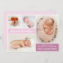 Modern Script 4 Photo Collage Birth Announcement