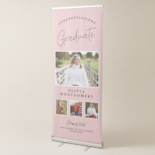 Modern Script 4 Photo Congratulations Graduate Retractable Banner