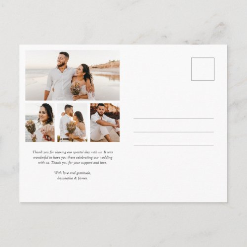 Modern Script 5_Photo Collage Wedding Thank You Postcard