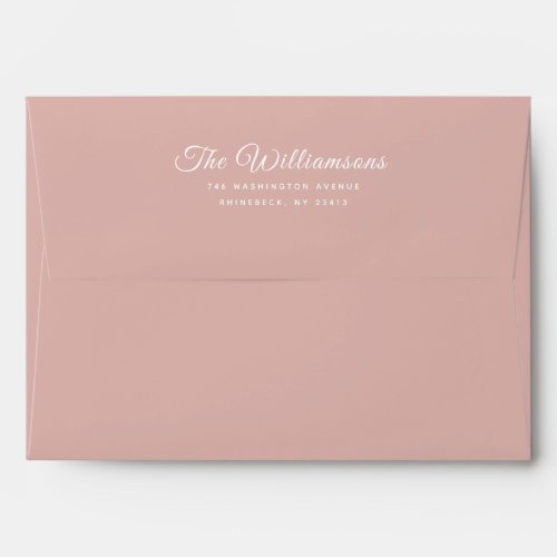 Modern Script 5 x 7 Return Address Dusty Blush Envelope