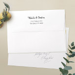 Modern Script 5 x 7 White Return Address Envelope<br><div class="desc">These white pre-addressed 5 x 7 invitation envelopes are easy to customize with your details. They're great for weddings and other occasions, too! We've placed your return address on the flap in a standard black, but you can easily change the text color to suit your style. In that case, you...</div>