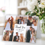 Modern Script 6 Photo Collage Heart Wedding  Thank You Card<br><div class="desc">Modern Minimalist Elegant Hand Lettered Script Black and White Wedding Multi Photo 6 Collage Thank You Folded Card. Stylish wedding thank you card template featuring six (6) photo on the front and one (1) photo inside. With the text "thank you" in a swirly hand lettered calligraphy script font in black...</div>