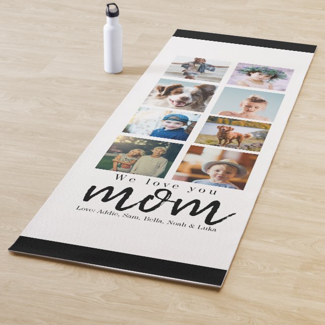 Modern script 6 photo collage mothers day mom yoga mat (In Situ)