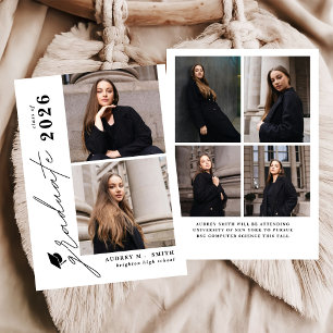 Modern Script 6 Photos Graduation Announcement