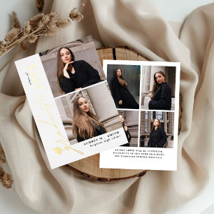Modern Script 6 Photos Graduation Announcement