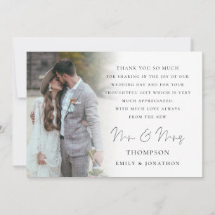 Modern Script 6 Photos Wedding Thank You Card