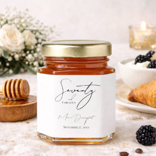 Modern Script 70 and Fabulous 70th Birthday Party Honey Jar Favors