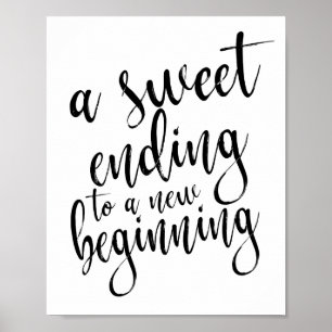 Modern Script A Sweet Ending Wedding Favor Sign