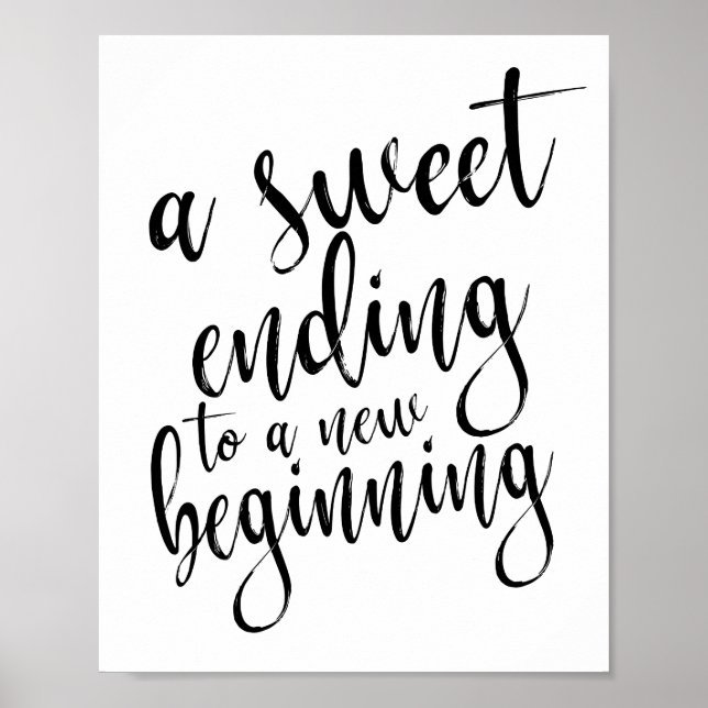Modern Script A Sweet Ending Wedding Favor Sign (Front)