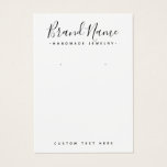 Modern script add logo white earring display card Modern script add logo white earring display card