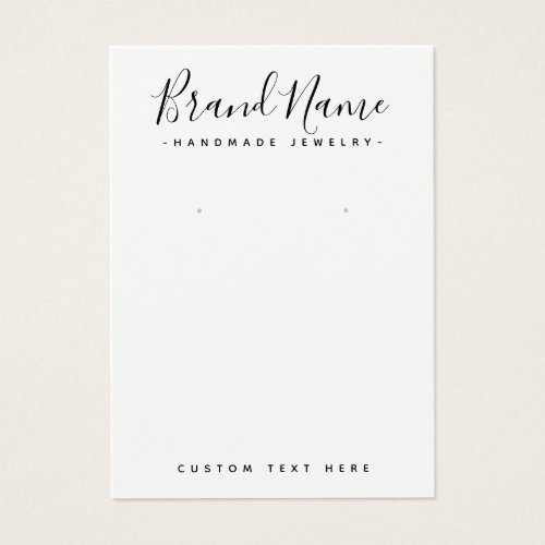 Modern script add logo white earring display card